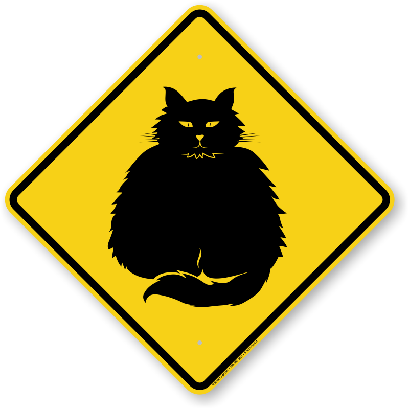  Fat  Cat  Symbol Sign Guard Cat  Sign Beware Cat  Sign SKU 
