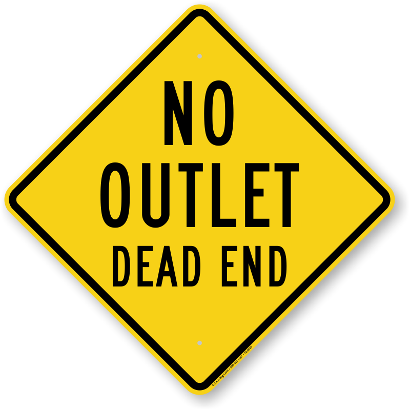 No Outlet Dead End Caution Sign, SKU K20540