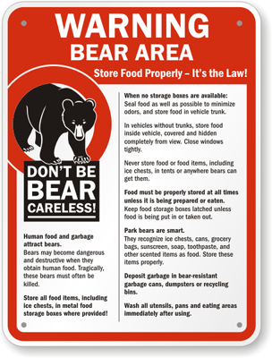 Bear Crossing Signs, Bear Warning Area