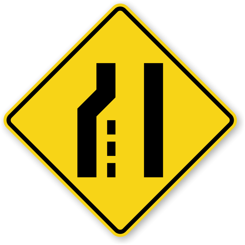 Left Lane Ends Traffic Sign - W4-2L, SKU: X-W4-2L