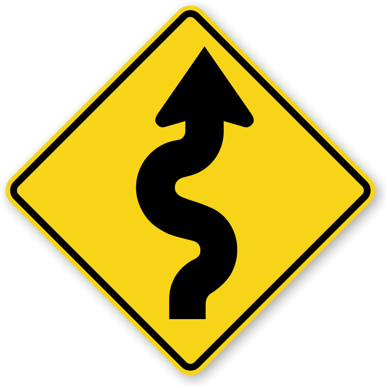 MUTCD Compliant Curve Sign: “Right Curve and Side Road” 24” x 24” The Sign Studio Aluminum .080 