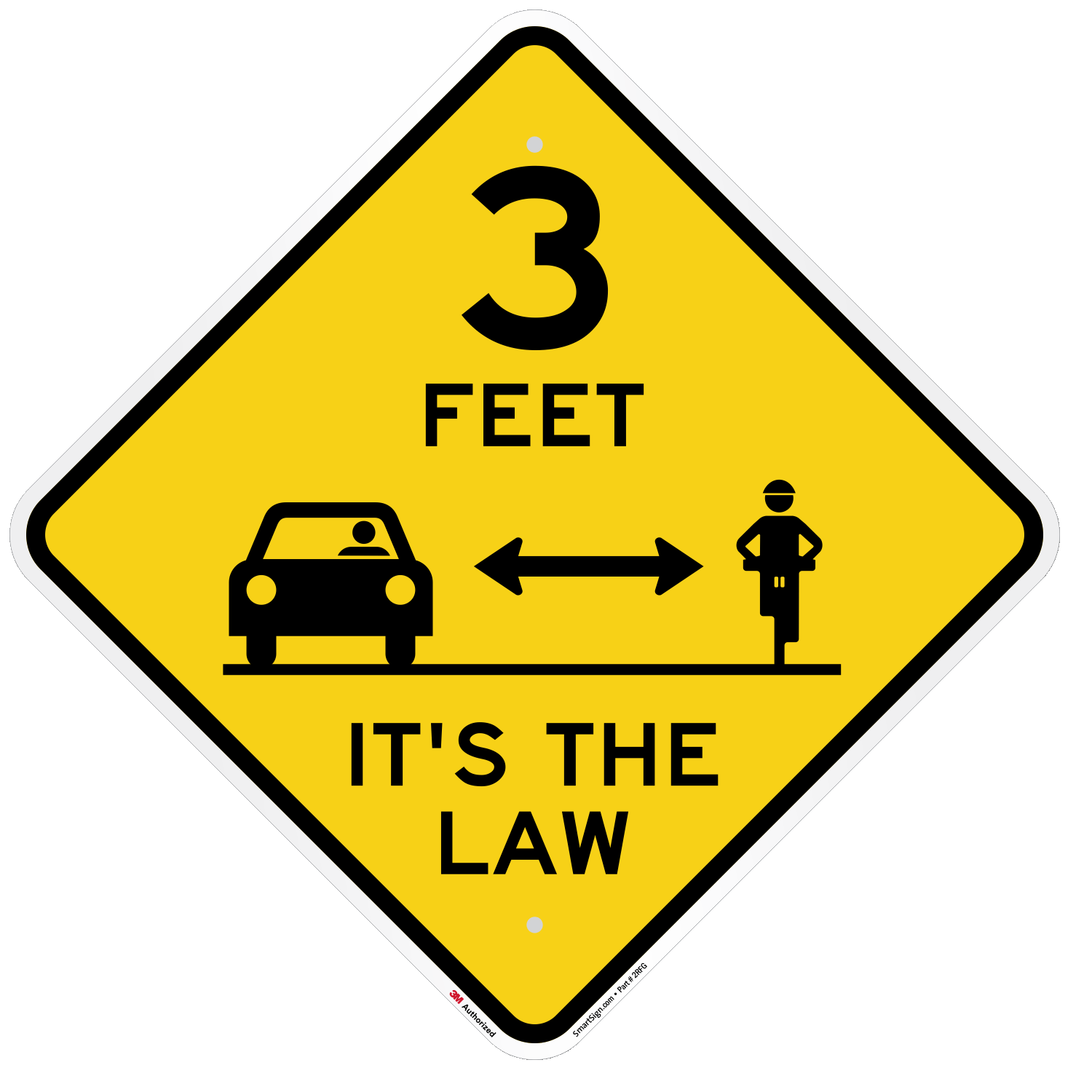 Bicycle Pass Sign: Pass 3 FT Min (with Graphic)