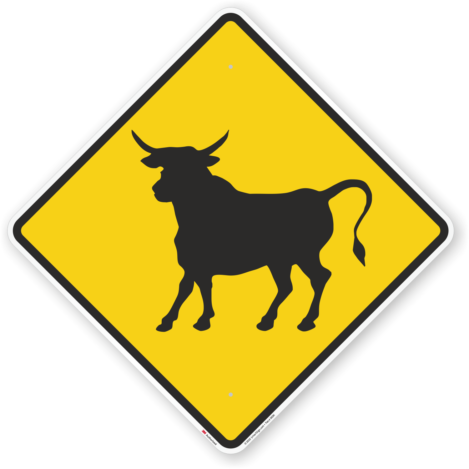 Bull Crossing Sign Xing Yellow Street Sign SKU K 0007