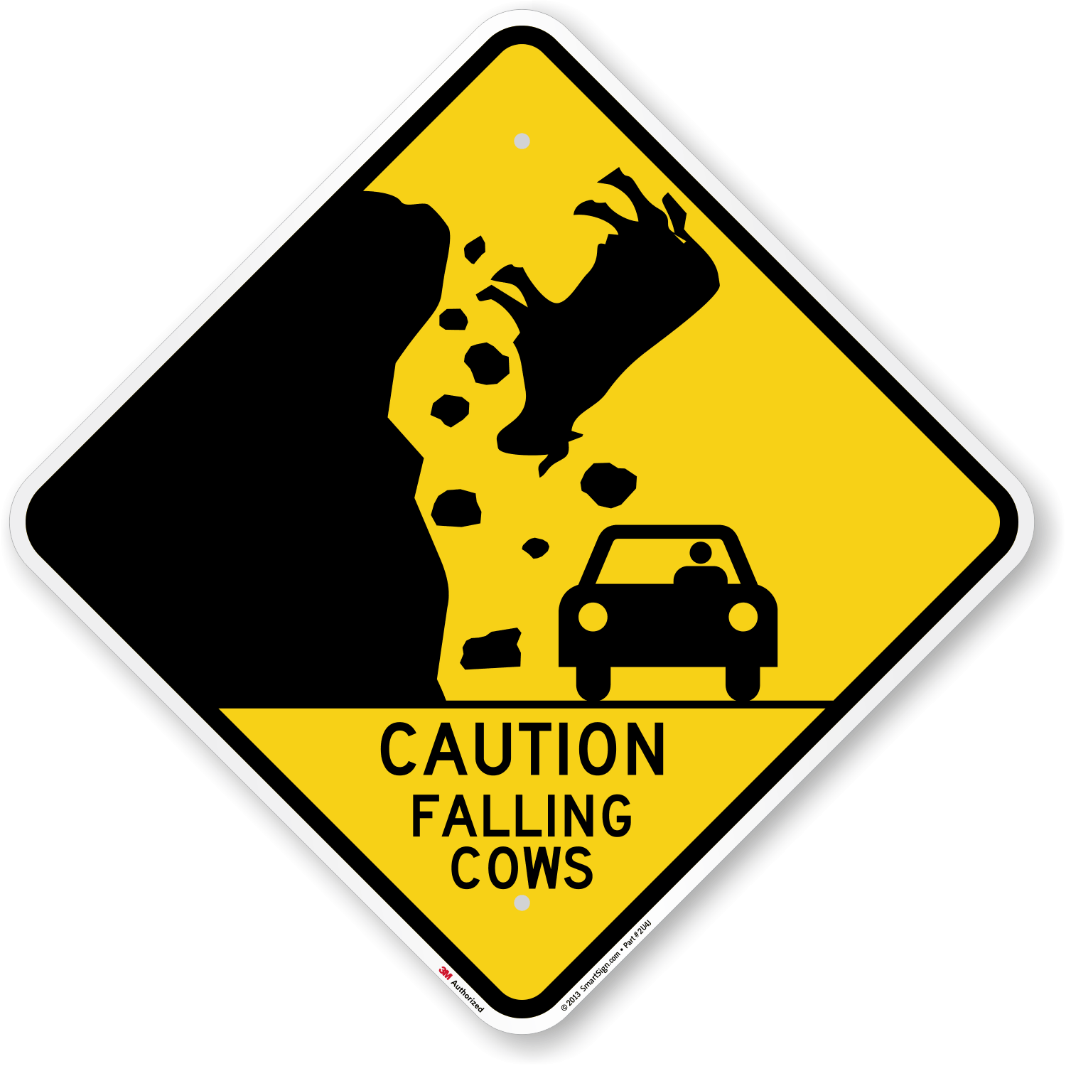 Caution Falling Cows Sign - Funny Road Sign, SKU: K-9916