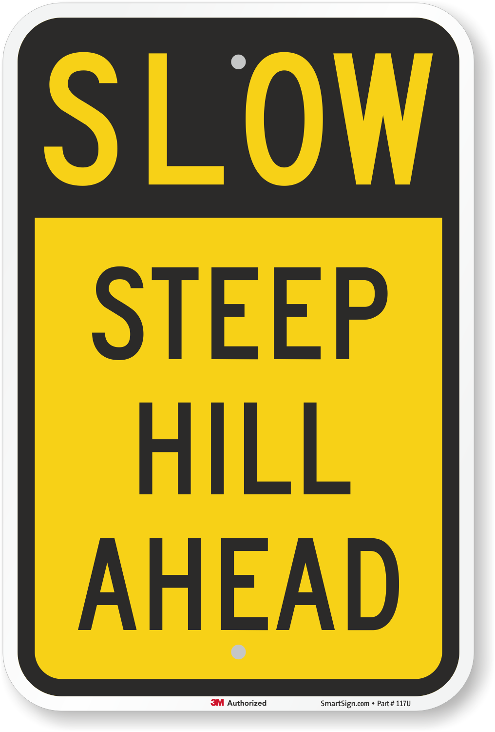 Car Climbing Hill Symbol Road Street Warning Steep Slope Metal Aluminum Sign