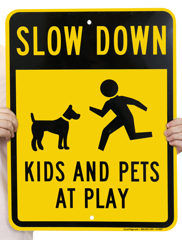 WARNING ROAD SLOW CHILDREN & ANIMALS SIGN NOTICE 