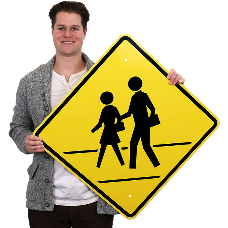 Pedestrians Children Crossing Sign Symbol - Triangle Shape, SKU: K