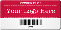 Asset Label, Property of Company Name with Barcode