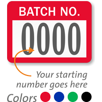 BATCH NO. Label numbering pack of 1000