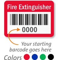 FIRE EXTINGUISHER Label barcode pack of 1000