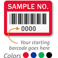SAMPLE NO. Label barcode pack of 1000