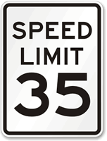 Speed Limit 35 MPH Aluminum Speed Limit Sign