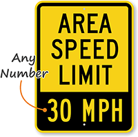 Area Speed Limit [your choice] MPH Parking Sign