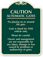 Caution Automatic Gates No Playing Sign