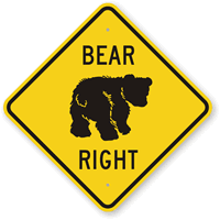 Bear Right Crossing Sign
