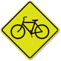 Bicycle Symbol Fluorescent Diamond Grade School Sign