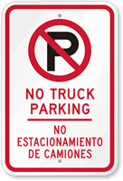 Bilingual No Truck Parking Sign