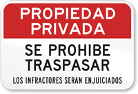 Spanish Propiedad Privada Se Prohibe Traspasar Sign