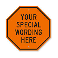 Custom Orange Black Octagon Template Parking Sign