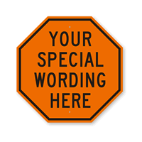 Customizable Octagon Orange & Black Template Parking Sign