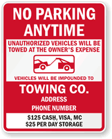 Restricted Parking Unauthorized Vehicles Towed Sign