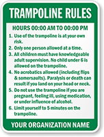 Custom Trampoline Rules Playground Sign