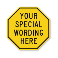 Customizable Octagon Yellow & Black Template Parking Sign