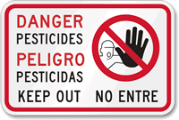 Bilingual Danger Pesticides Keep Out Sign