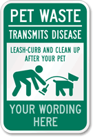 Pet Waste Transmits Disease Leash Curb Sign
