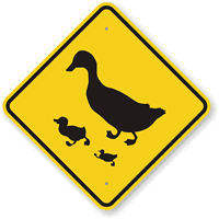 Duck And Duckling Crossing Road Sign