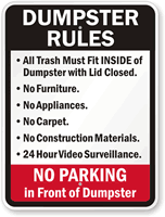 Dumpster Rules Sign
