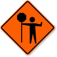 Flagger Symbol Traffic Control Sign