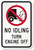Turn Engine Off Sign With No Idling Graphic