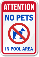 No Pets Pool Area Sign