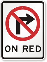 On Red with Arrow Graphic Sign