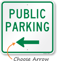 Public Parking Sign with Arrow