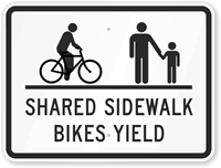 Shared Sidewalk Bikes Sign