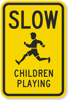 Slow Children Playing (With Graphic) Sign