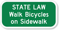 Walk Bicycles Sidewalk Sign
