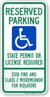 South Dakota Reserved ADA Parking Permit Required Sign