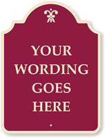 Custom Palladio Designer Sign with Motif Burgundy Reverse