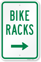 Bike Racks Sign with Arrow