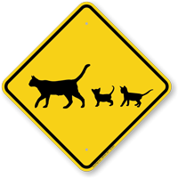 Cat with Kittens Crossing Sign