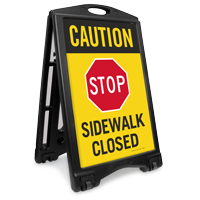 Caution Stop Sidewalk Closed Sidewalk Sign