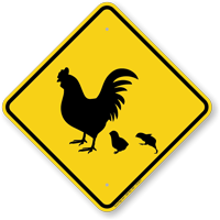Hen with Chicks Crossing Sign