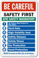 Jobsite Safety   Combined Be Careful Safety First Site Safe Mandatory