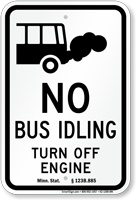 State Idle Sign for School Buses Minnesota