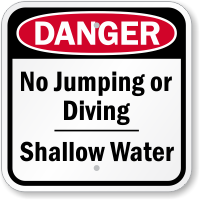 No Jumping Or Diving Shallow Water  Sign