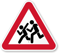 Children Crossing Pedestrian Road Traffic Warning Sign
