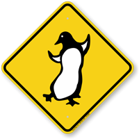 Penguin Dancing Symbol Crossing Sign
